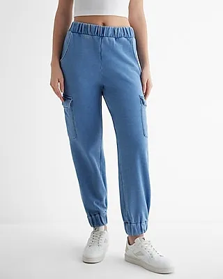 High Waisted Cargo Joggers Blue Women's XS