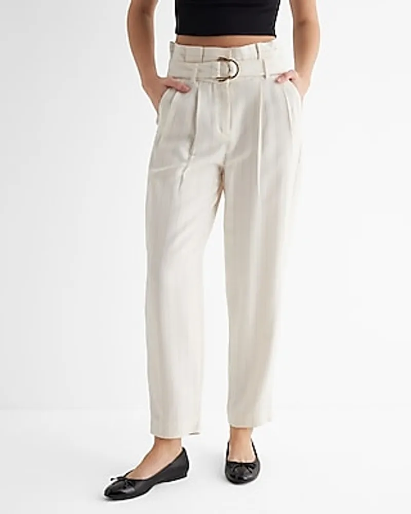 Stylist Super High Waisted Belted Paperbag Ankle Pant