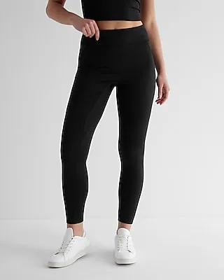 Super High Waisted Seamed Active Leggings Black Women's XS