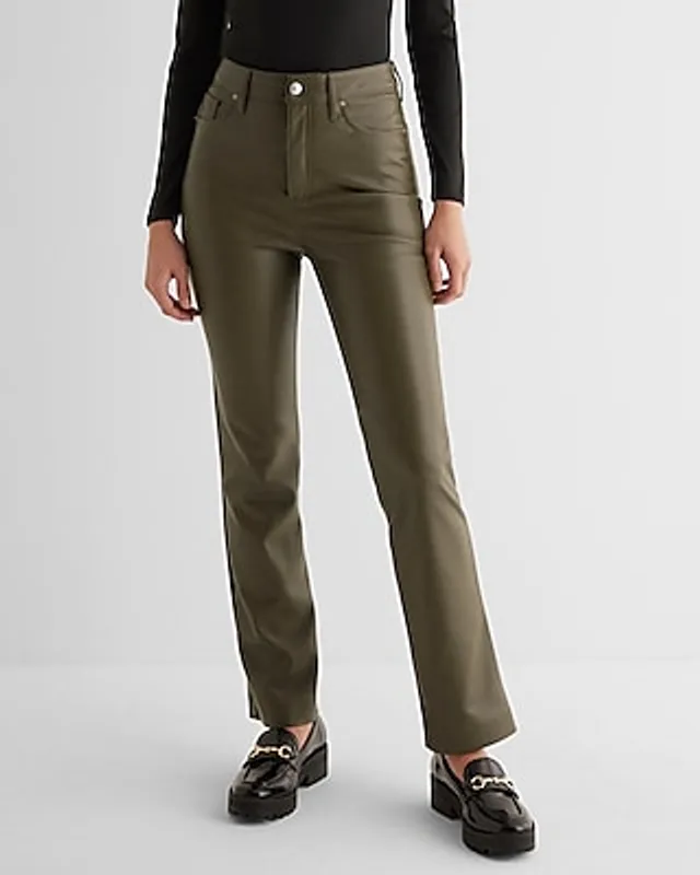 Super High Waisted Faux Leather Pleated Ankle Pant