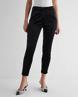 Editor High Waisted Velvet Skinny Pant Black Women's 6 Short