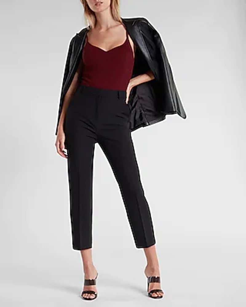 Express  Super High Waisted Novelty Button Trouser Pant in Pitch Black   Express Style Trial