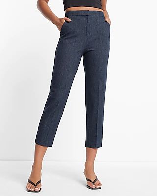 Editor Super High Waisted Straight Ankle Pant Blue Women's Short