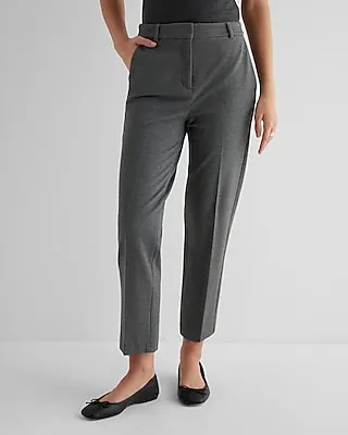 Editor Super High Waisted Fleece-Lined Straight Ankle Pant Gray Women's 4 Long