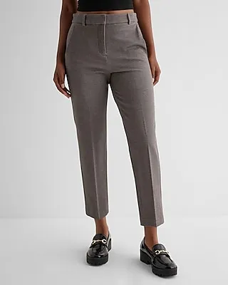 Editor Super High Waisted Fleece-Lined Straight Ankle Pant Brown Women's 8 Long