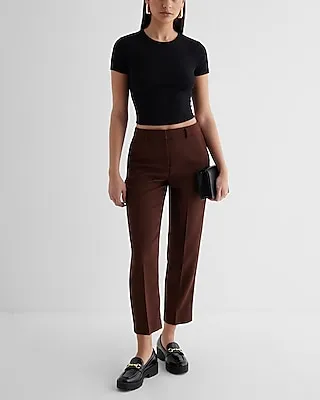 Editor High Waisted Twill Straight Ankle Pant Women's