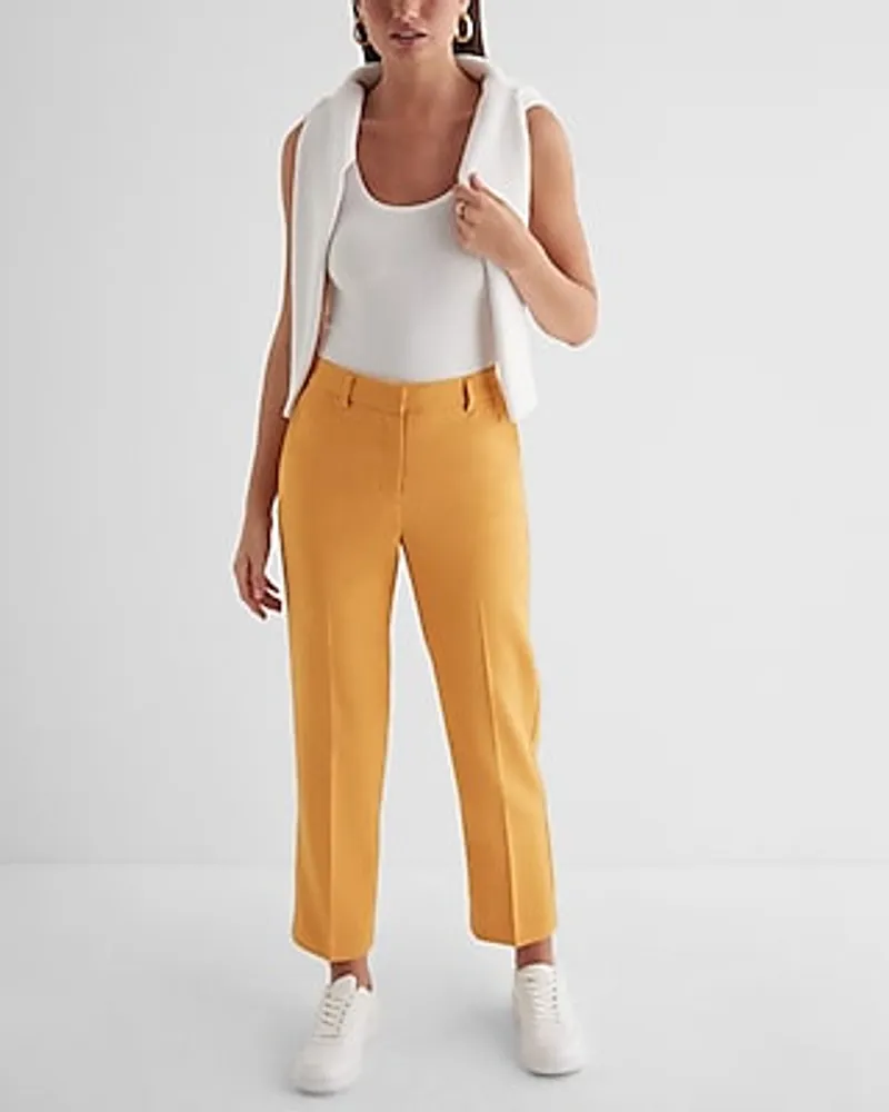 Editor High Waisted Twill Straight Ankle Pant Orange Women's 6