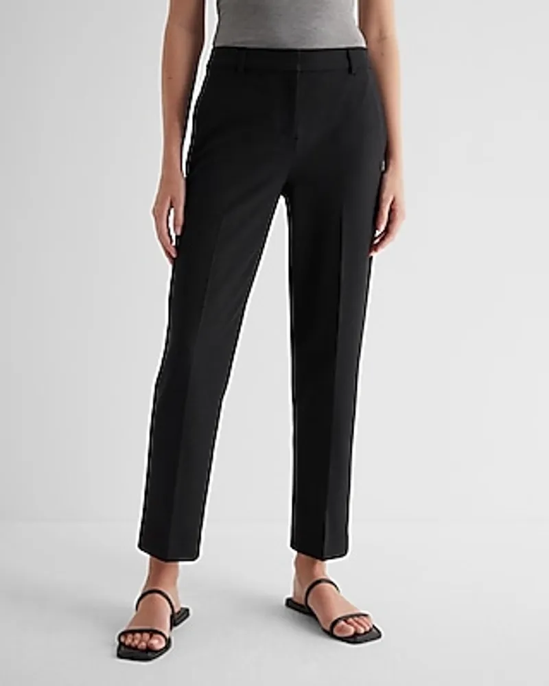 Express Editor Mid Rise Straight Ankle Pant Black Women's Short