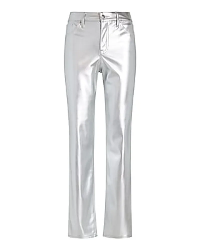 High Waisted Metallic Faux Leather Modern Straight Pant