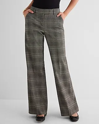 Editor Mid Rise Plaid Relaxed Trouser Pant Multi-Color Women's 4