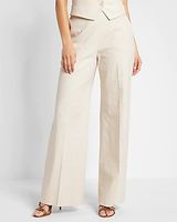 Super High Waisted Linen-Blend Wide Leg Palazzo Pant Neutral Women's XL