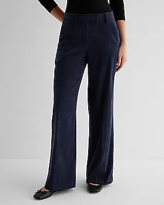 Editor Mid Rise Textured Corduroy Relaxed Trouser Pant Blue Women's 0 Long