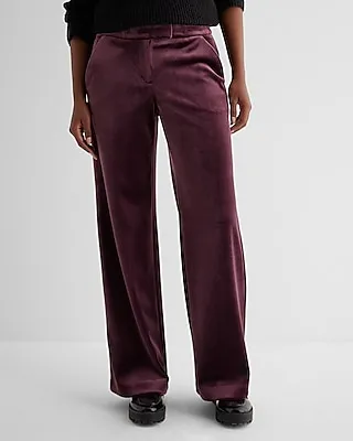 Editor Mid Rise Velvet Relaxed Trouser Pant Red Women's 2