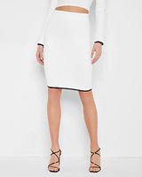 Body Contour Contrast Tipped Sweater Pencil Skirt White Women's L