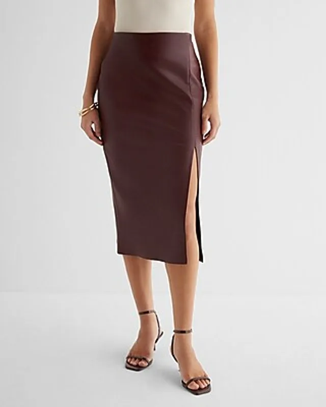 Stylist Super High Waisted Side Slit Midi Pencil Skirt