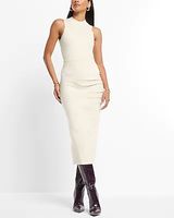 High Waisted Ruched Side Midi Sweater Skirt Neutral Women's