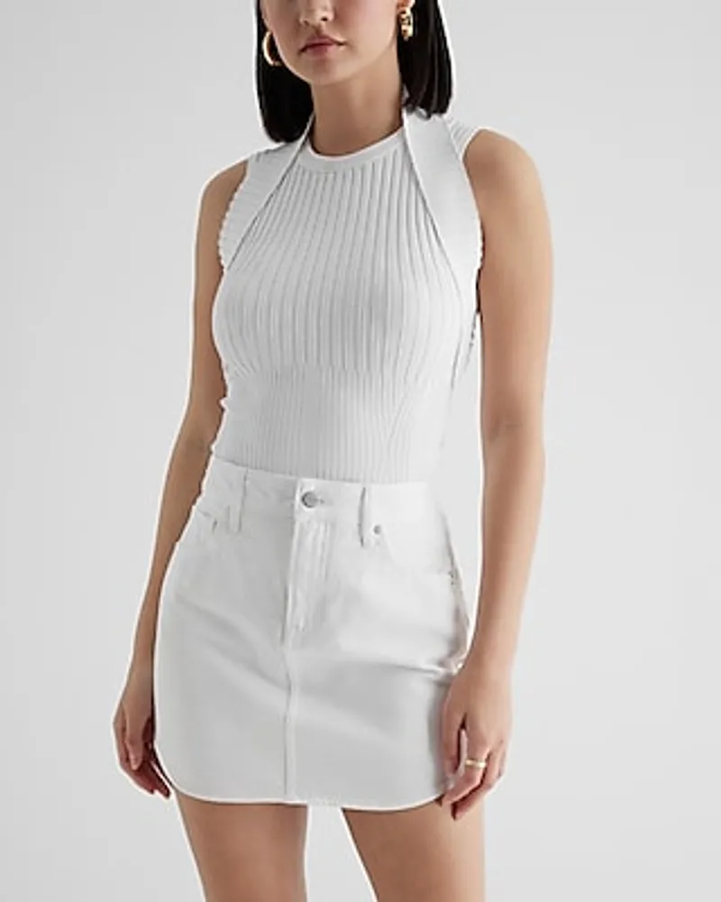 Vintage 1980s High Waisted White Denim Suspender Skirt Xs-s - Etsy