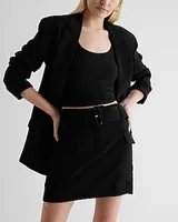 Super High Waisted Belted Cargo Mini Skirt Black Women's 2