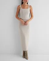 Super High Waisted Luxe Lounge Back Slit Maxi Skirt Neutral Women's M