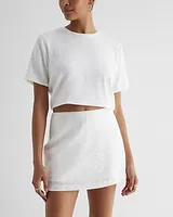 Super High Waisted Sequin Mini Skort White Women's XL