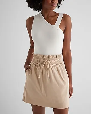 High Waisted Paperbag Mini Skirt Neutral Women's 12