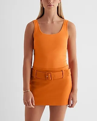 Low Rise Twill Belted Mini Skort Orange Women's