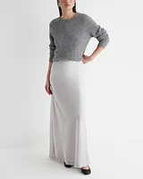 Satin High Waisted Maxi Skirt Silver Women's XS