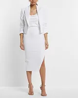 Stylist Super High Waisted Side Slit Midi Pencil Skirt White Women's