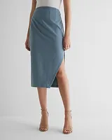 Stylist Super High Waisted Side Slit Midi Pencil Skirt