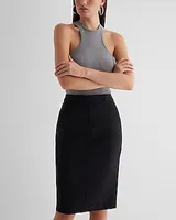 Editor High Waisted Midi Pencil Skirt Black Women's 8