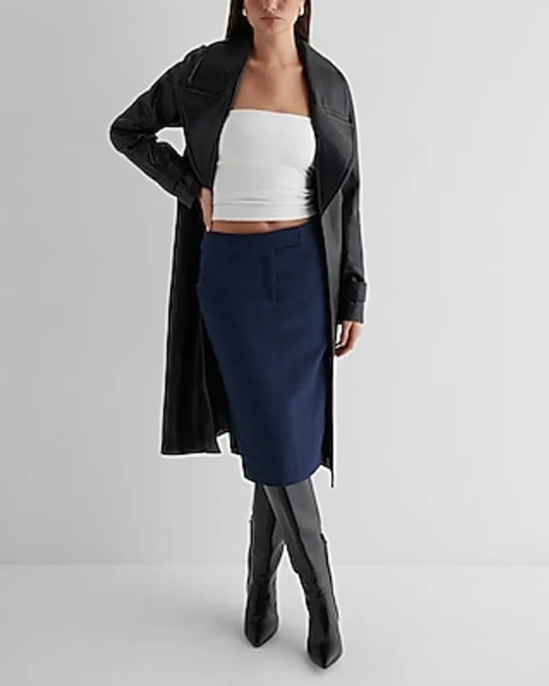 Editor High Waisted Midi Pencil Skirt