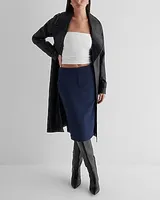 Editor High Waisted Midi Pencil Skirt Blue Women's 4