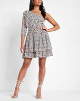 Versatile Rachel Zoe Printed One Shoulder Ruffle Mini Dress