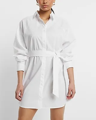 Casual,Work Boyfriend Poplin Mini Portofino Shirt Dress White Women's XS