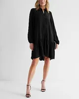 Casual Ruffle Hem Oversized Shirt Dress