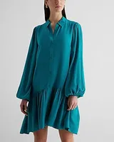 Casual Ruffle Hem Oversized Shirt Dress Women's