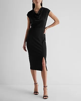 Work Cowl Neck Midi Dress