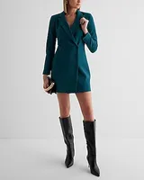 Work Double Breasted Padded Shoulder Mini Blazer Dress