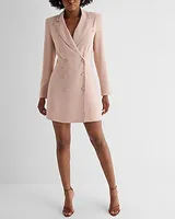 Work Double Breasted Padded Shoulder Mini Blazer Dress