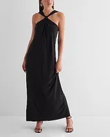 Cocktail & Party Twist Halter Neck Sleeveless Maxi Dress Black Women's M