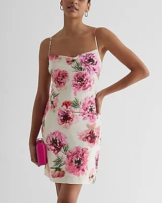 Cocktail & Party,Casual Satin Floral Cowl Neck Mini Slip Dress