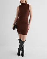 Cocktail & Party,Casual Mock Neck Sleeveless Ruched Mini Dress