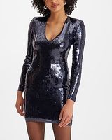 Cocktail & Party Sequin V-Neck Strong Shoulder Mini Dress