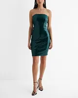 Date Night,Cocktail & Party Body Contour Sequin Strapless Mini Dress Green Women's