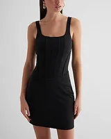 Cocktail & Party,Date Night Body Contour Scoop Neck Corset Mini Dress Black Women's XS