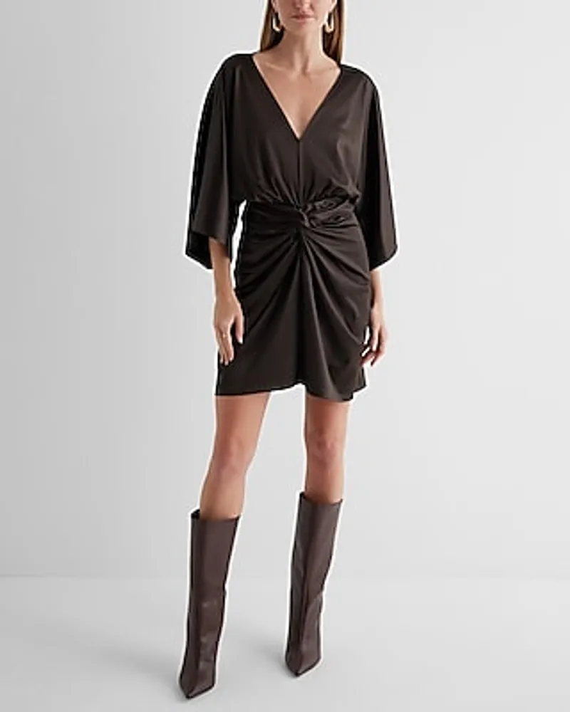 Cocktail & Party,Date Night Satin V-Neck Twist Front Mini Dress Women's