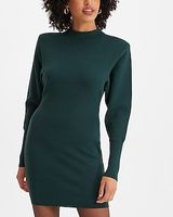 Work Mock Neck Padded Shoulder Sweater Dress