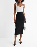 Cocktail & Party,Date Night,Bridal Shower Body Contour Color Block V-Wire Sleeveless Midi Sweater Dress Women