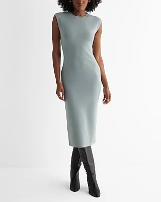 Date Night,Cocktail & Party,Work,Casual Crew Neck Cap Sleeve Midi Sweater Dress Women