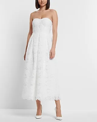 Cocktail & Party,Formal Bridal Lace Strapless Sweetheart Dress White Women's 0